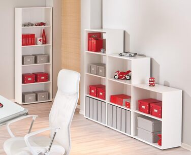 Книжкова полиця, Полиця стояча, 2 відділення, Полиці з регулюванням висоти, Дерев&39яна полиця, Вітальня, Кабінет, Офіс, Arco 1, Розміри в см Г 30 x Ш 60 x В 75, Колір Білий, 30 x 60 x 75 Білий