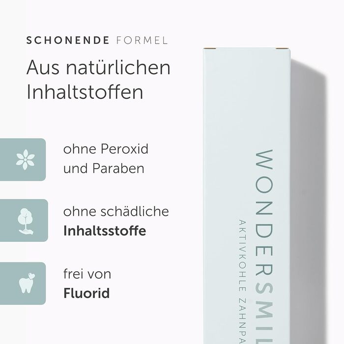 Зубна паста з активованим вугіллям Wondersmile - Найкращий захист для ваших зубів - без перекису - для природних білих зубів (4 упаковки) 100 г (4 упаковки)