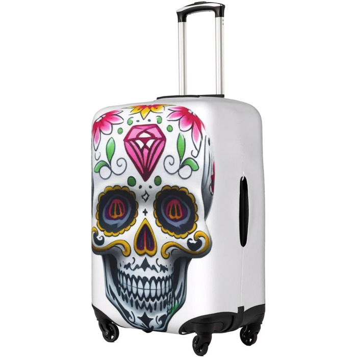 Чохол для валізи з 3D-друком, квітковий мотив черепа, захист під час подорожей, еластичний, миється, підходить для валіз розміром 45,7 - 81,3 см, розмір 3D S