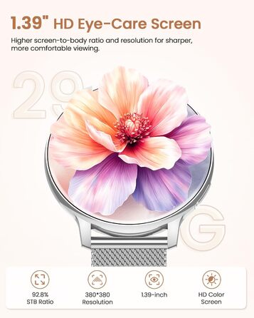 Жіночий круглий смарт-годинник, фітнес-годинник з функцією телефону, 24-годинний монітор серцевого ритму, відстеження SpO2, відстеження менструального циклу, понад 120 спортивних режимів, відстеження сну, водонепроникність IP68, крокомір, сумісний з iOS/A