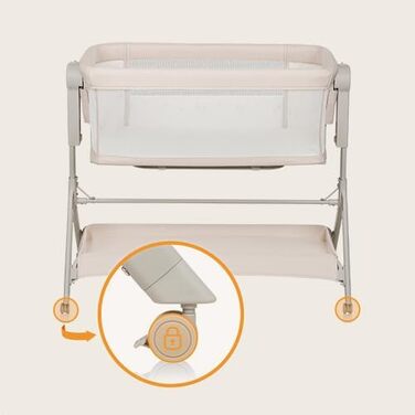 Дитяче ліжечко Lionelo Leonie Plus 3-в-1 (до 9 кг), додаткове ліжко та колиска, регульована висота, повітропроникні стінки, знімні боковини, колеса з гальмами, великий кошик, колір Beige Plus