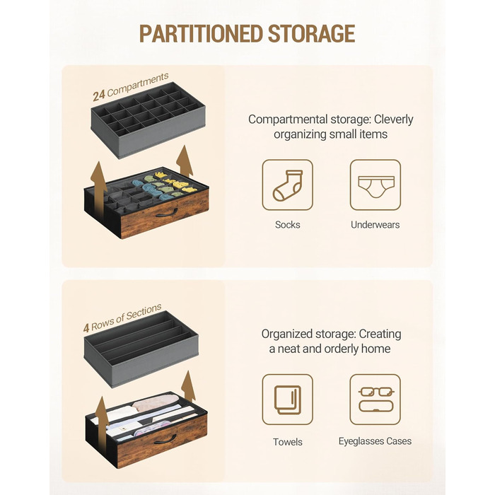 Комод Hzuaneri 140 см, 2 порти USB та 2 порти змінного струму, комод з 8 тканинними шухлядами, універсальні меблі для зберігання речей у вітальні та спальні, 30 x 140 x 86 см, вінтажний DU03801BEU