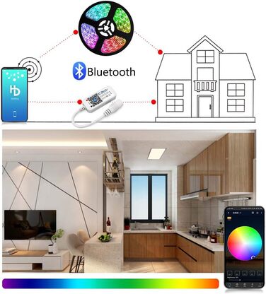 Світлодіодна стрічка Arote Light Wifi RGB 10M WiFi IP65 Водонепроникна світлодіодна стрічка для смартфона APP Сумісний з Alexa, Google Home, світлодіодною стрічкою RGB, ІЧ-контролером Пульт дистанційного керування 12 В 5 А адаптер живлення (контролер RGB 