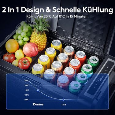 Компресор Cool Box 48L, 12/24V і 100-240V Cool Box електричний -20C до 20C, Cool Box автомобільний з підключенням USB, надійний ко