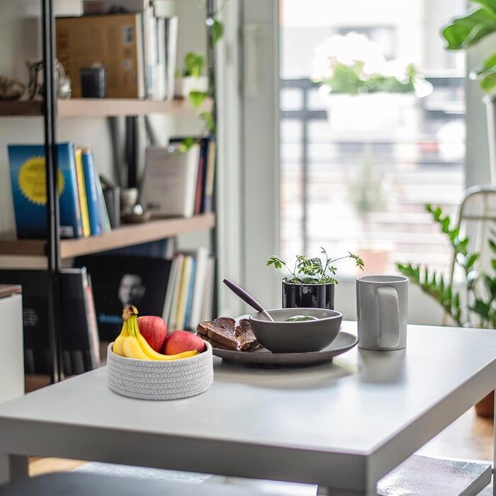 Набір із 3 плетених кошиків для зберігання, кошики для зберігання, що штабелюються, кошики з бавовняної мотузки, для організації одягу, для ванної кімнати, кошики для зберігання іграшок (сірі)