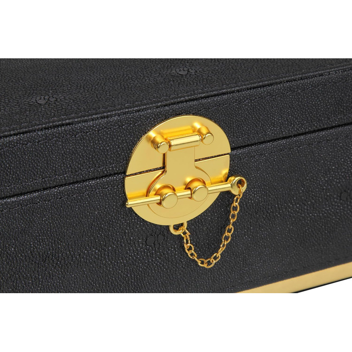 Елегантна декоративна скринька для зберігання зі штучної шкіри HofferRuffer, велика комодна шухляда, органайзер для косметики, класичний органайзер для ювелірних аксесуарів, 27,9 x 20,3 x 12,2 см, чорна