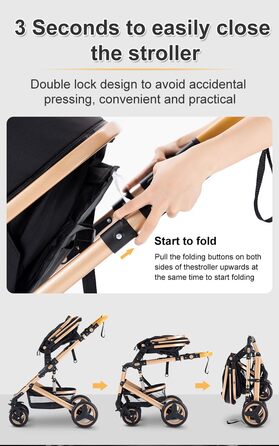 Коляска 3 в 1 люлька-тростина в комплекті, складається одним натисканням кнопки, комбінована коляска з алюмінієвою рамою для новон