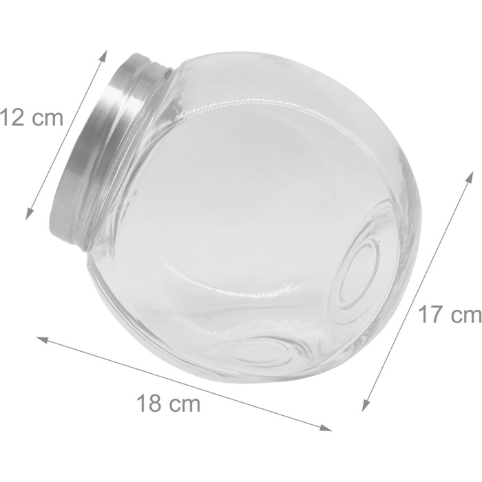 Банка для цукерок Relaxdays, набір з 2 шт. , 2 літри, банки для зберігання солодощів, батончик, кришка з нержавіючої сталі, прозора/срібляста