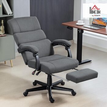 Офісне крісло HOMCOM, ергономічне робоче крісло з підлокітниками та підставкою для ніг, регульоване по висоті поворотне крісло з оксамитовим виглядом, комп&39ютерне крісло, темно-сіре