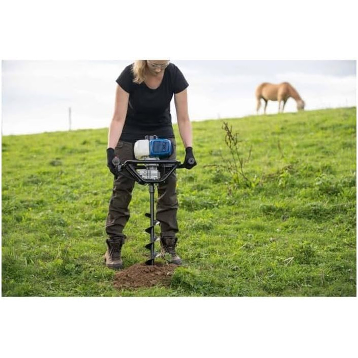 Бензиновий Бур для Землі Бур для Ям, Бур для Стовпів, Садовий Бур Довжина Бура 800 мм Зручний з Двома Ручками Потужність 1450 Вт Максимальний Діаметр Буріння 200 мм В Комплекті Бури 100, 150, 200 мм, 2000