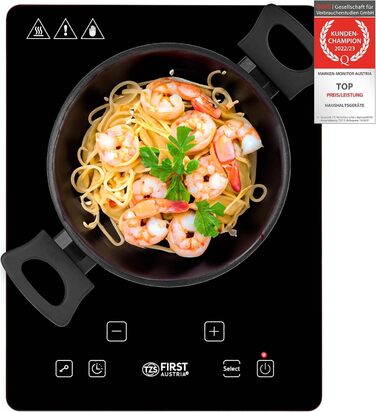 Вт 175мм Склокераміка Сенсорна панель керування мобільні Нержавіюча сталь одинарна цифровий, 2000