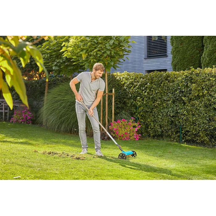 Вертикутер Boy ручний вертикутер для видалення моху, бур'янів та повсті з газону, ширина захвату 32 см, з міцними колесами та регульованою віссю для полегшення роботи (3395-88). Вертикутер Boy (32 см), одинарний.