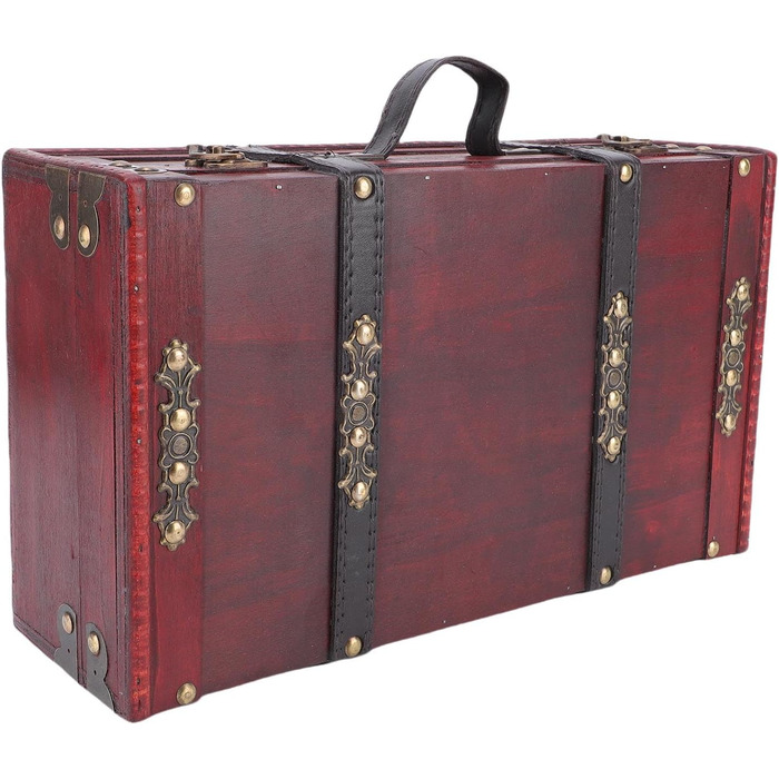 Вінтажна дерев&39яна валіза, декоративна скринька в античному стилі, портативна дорожня скриня/скриня для скарбів з ручкою зі штучної шкіри, ідеально підходить для передпокою, офісу, вітальні чи кабінету
