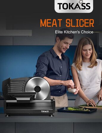 Електричний нарізувач їжі з нержавіючої сталі - Регульований кухонний комбайн від 0 до 15 мм - 2 леза - Нарізка ковбаси - Нарізка хліба, нарізка шинки, м'ясо (150 Вт 2 леза чорний)