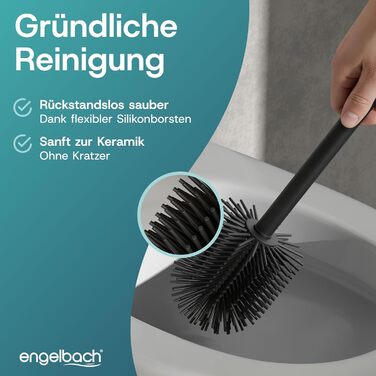 Чорна силіконова щітка для унітазу Engelbach з ручкою та тримачем з нержавіючої сталі Антибактеріальний дизайн Сучасний тримач для щітки для унітазу