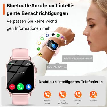 Жіночий смарт-годинник з ЕКГ/BAT/ІМТ/ВСР/сечовою кислотою/світлодіодним підсвічуванням, 2.0-дюймовий годинник для здоров&39я з 24-годинним вимірюванням артеріального тиску, SpO2, монітором серцевого ритму, температурою тіла, монітором сну/апное, екстреним