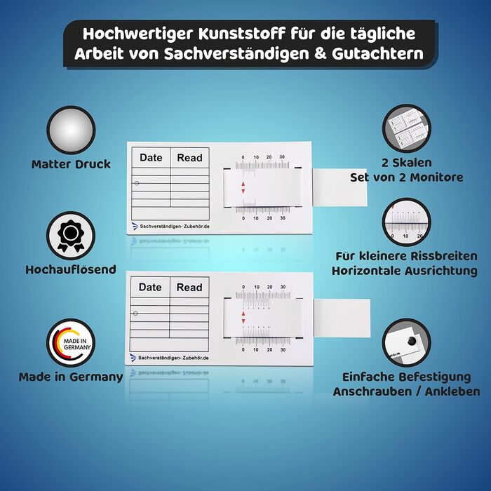 Експертні аксесуари Crack Monitor Обладнання для оцінювачів Лінійка тріщин щілинноміра та вимірювальні інструменти для оцінки нерухомості Оцінка пошкоджень будівель з деформаційними швами по вертикалі - довгим (комплект з 2 шт. )