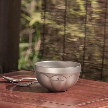 Титанова салатниця з подвійними стінками Boundless Voyage, металева миска для кемпінгу на свіжому повітрі, надлегка портативна миска для вівсянки, рису, супу, йогурту (Ti1173T)