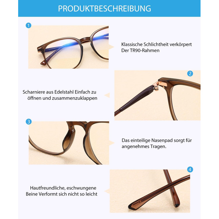 Окуляри Firmoo Blue Light Filter Glasses Чоловіки Жінки Окуляри великого розміру UV Blue Filter Glasses for Screens TR90 0.0x Brown