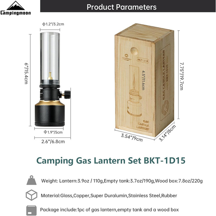 Портативний газовий ліхтар Campingmoon для кемпінгу, намету, свічки (BKT-1D15)
