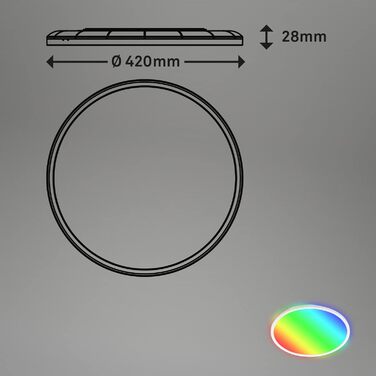 Стеля LED-панель BRILONER RGB-освітлення, диммер, керування кольором, підсвітка, з пультом ДК, 22 Вт, 2700 Лм, 4000 К, біла, Ø 42 см