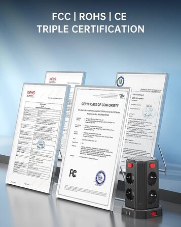 Подовжувач з 4 USB, Sameriver 8 відсіків з декількома розетками, захист від перенапруги, розетка з вимикачем, подовжувач 3M, розет