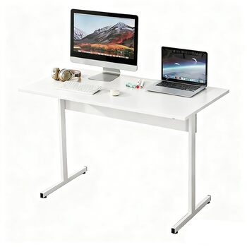 Письмовий стіл 80 x 50 см, офісний стіл з цільною дерев&39яною стільницею, комп&39ютерні столи для офісних робочих місць, стіл для спальні та вітальні, білий 0,8 x 0,5 м