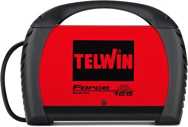Інверторний зварювальний апарат Telwin Force 165 для MMA (електродного зварювання) у кейсі з аксесуарами, 230В, червоний