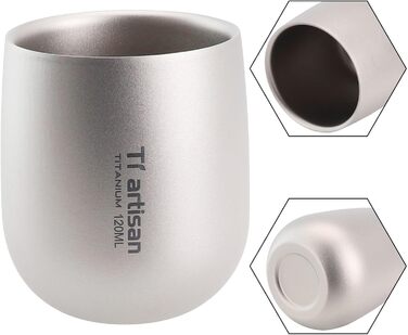 Двостінна туристична кружка, 120 мл, титанова кавова кружка для гарячих і холодних напоїв, подорожей на природі та пікніків