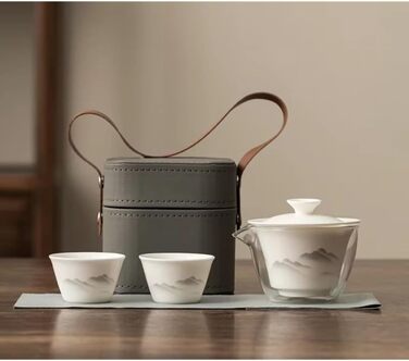 Компактний чайний набір з нефриту, портативний посуд для чаювання, повний комплект з чайником та чашками, ідеальний для активного відпочинку, кемпінгу та офісу, чудова ідея для подарунка