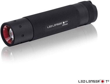 Тактичний світлодіодний ліхтар Ledlenser T, 240 люмен, радіус дії 180 м, міцний металевий корпус, живлення від батарейок 3xAAA, вкл., полювання, риболовля, відкритий, чорний