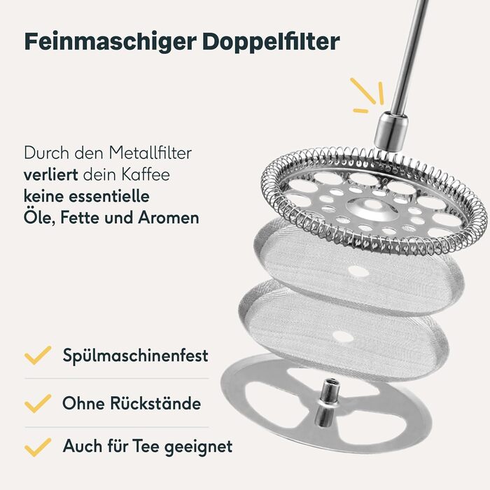 Френч-прес SILBERTHAL Thermo 1 літр - Кавоварка з нержавіючої сталі - Ізольований кавоварський прес з подвійними стінками - ідеально підходить для кемпінгу, чорний
