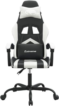 Зручне ігрове крісло з функцією масажу, штучна шкіра чорний/білий, 57,5 x 59,5 см - Для геймерів та офісної роботи Ігрове крісло Модель 349596