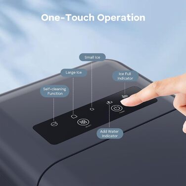 Машина для кубиків льоду OMISOON, машина для кубиків льоду маленька 12 кг/24 години, 9 кубиків за 6 хвилин, самоочисний льодогенератор із совком для льоду та кошиком, 2 розміри кубиків льоду, чорний