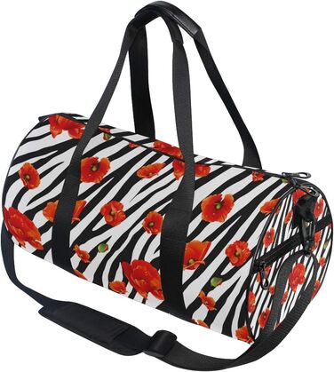 Сумка-мішок із зебровим принтом та червомими маками, з цупкої тканини, дорожня сумка, сумка на вихідні, для багажу, ручна сумка для чоловіків та жінок, для спорту та подорожей