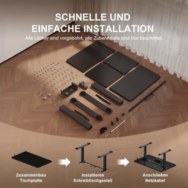 Стіл з регульованою висотою 140 x 70 см з кабельним лотком, Електрично регульований по висоті стіл для роботи стоячи з USB-портом, Комп&39ютерний стіл, Ергономічний стіл для роботи сидячи та стоячи, Офісний стіл, Чорний 140 x 70 см