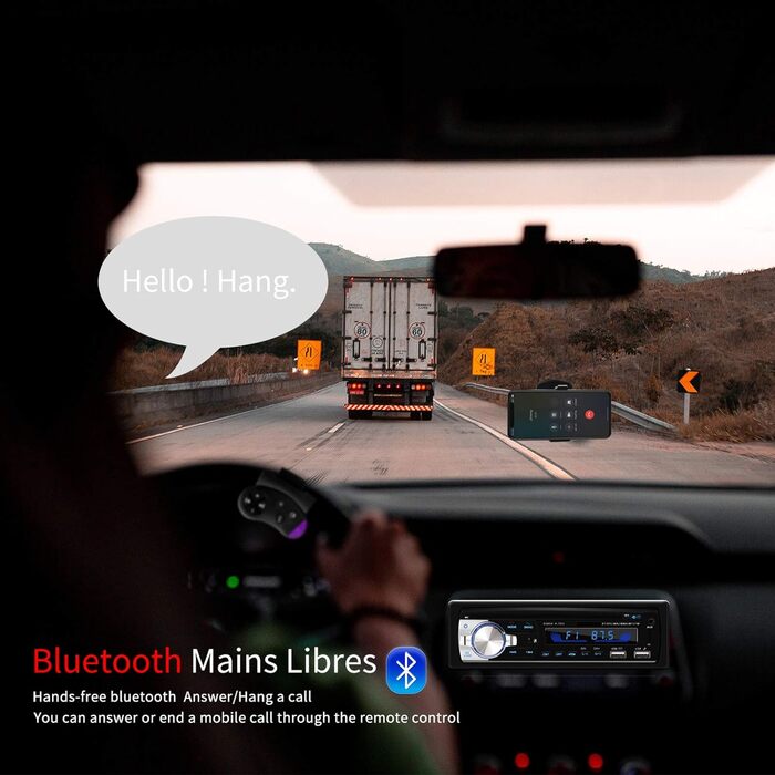 Автомобільна стереосистема Lifelf з гучномовцем Bluetooth, автомобільна стереосистема Bluetooth 65 Вт*4 1 Din з пультом дистанційного керування на кермі, FM/MP3-плеєр/2*USB/TF/AUX аудіо/адаптер антени (без CD) Чорний