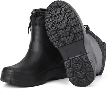 Чоловічі гумові чоботи, гумові чоботи середньої висоти, водонепроникні, робочі чоботи, рибальські чоботи, чоловічі гумові черевики, теплі, чорний оксамит, розмір 42 EU