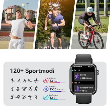 Розумний годинник для чоловіків та жінок, 1,83-дюймовий HD фітнес-трекер з крокоміром/монітором артеріального тиску/монітором серцевого ритму/функцією телефону, трекер сну, 120 спортивних режимів, водонепроникний фітнес- та спортивний годинник IP68 для iP