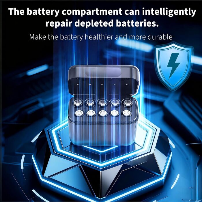 Слотовий літій-іонний зарядний пристрій для акумуляторів типу AA/AAA (1,5 В) Автоматичне виявлення та активація при 0 В Незалежні зарядні станції (350 мАг/200 мАг) Компактний та роз&39єм Type-C (чорний), 10-
