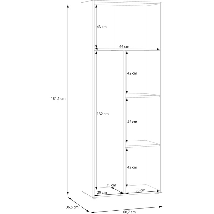 Шафа 70 180, Багатоцільова шафа, Шафа для пилососа, Місце для зберігання, Шафа з відкидними дверцятами, 2-дверна з полицями, Чорна, 68,7 см завширшки x 181,1 см заввишки x 36,5 см завглибшки Чорна багатоцільова шафа, 106