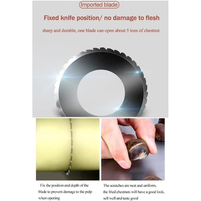 Комерційний різак з нержавіючої сталі потужністю 60 Вт, автоматична машина для різання каштанів, комерційна машина для подрібнення каштанів з 15-25 кг / год, для багатьох розмірів каштана