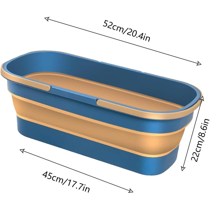 Складне відро BUNIQ з ручкою та колесами, складне силіконове відро для води, прямокутне відро великої місткості, складне відро для швабри для прибирання будинку