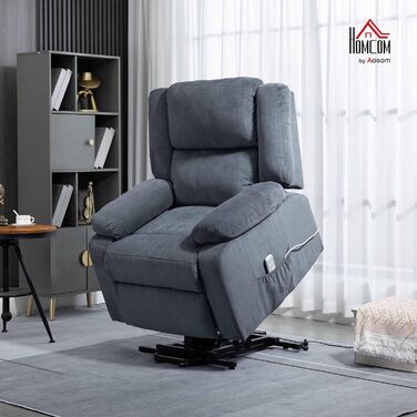 Електричне крісло-реклайнер HOMCOM з підйомником, 3 двигуни, пружинне крісло для телевізора Pocket Spring, нульова гравітація, бічна кишеня та пульт дистанційного керування, сірий