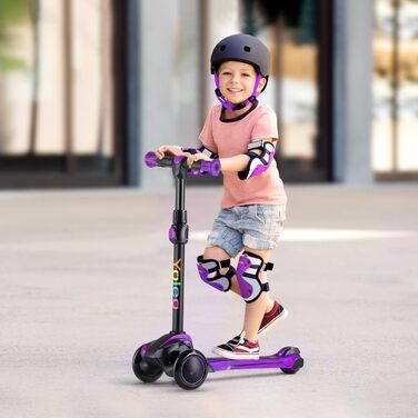 Дитячий самокат YOLEO для 3-12 років, дитячий самокат з 4 регульованими висотами, світлодіодні колеса, що світяться, дитячий самок