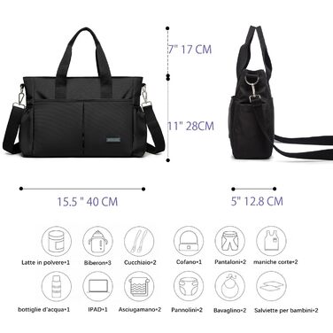 Сумка для пеленання малюка маленька для подорожей Сумка для пеленання з ізольованим мішком та гачком для кріплення (40 x 28 x 12,8