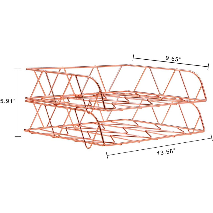 Металевий лоток для листів, який можна штабелювати, горизонтальний 2 упаковки, рожеве золото, стиль 2