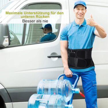 Пояс для підтримки спини HONGJING з підігрівом та 7 металевими опорами від болю в спині, акумуляторний підігрівальний пояс для спини для чоловіків та жінок, грижа міжхребцевого диска, ішіас, розмір L, чорний розмір L