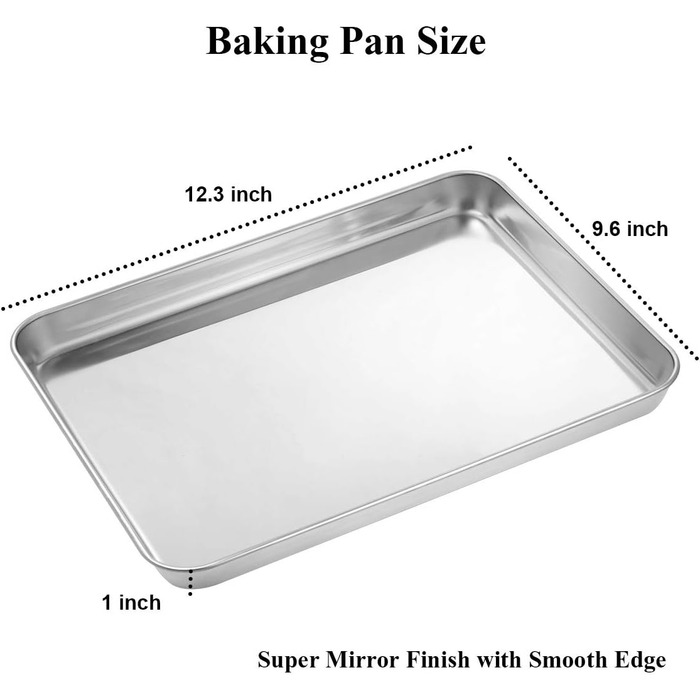 Набір деко для випічки Wildone з 2 шт. , деко для духовки з нержавіючої сталі, розмір 30.5 x 25.4 x 2.5 см, нетоксичний і здоровий