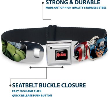 Нашийник для собак Buckle-Down AVD Marvel Avengers, розмір M (11-17 дюймів), ширина 2.5 см